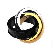 Edelstahl Anhänger 3 Ringe Silber/Schwarz/Gold Schmuck Partner Edelstahlschmuck