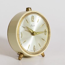 Alter Mechanischer Mauthe Wecker creme weiß Vintage 70er VTG