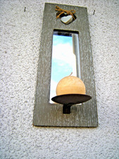alte Kerzenständer Wandleuchter mit Spiegel aus Holz für die Wand.40x15cm.