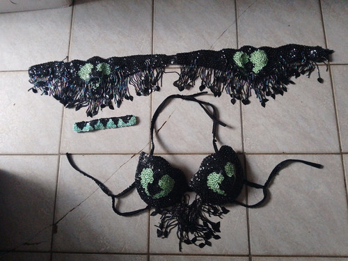 Bauchtanz set türkis schwarz - bauchtanz,