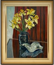 Ölbild Impressionist Stillleben mit Osterglocken Narzissen von Marlene Schlüter