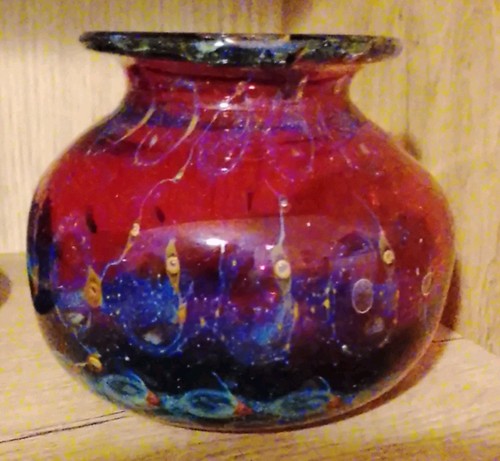 Vase glas kunst pfauenauge - glas,