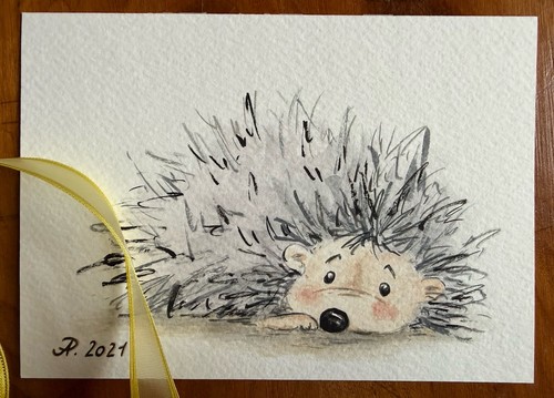 Aquarell postkarte igel - -, 10