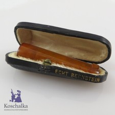 Antike Zigarrenspitze aus Echt Bernstein mit Echt Leder Etui (5390EB)