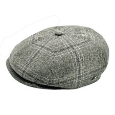 Schiebermütze grau kariert Gr.60 warme FLATCAP Winter Schurwolle