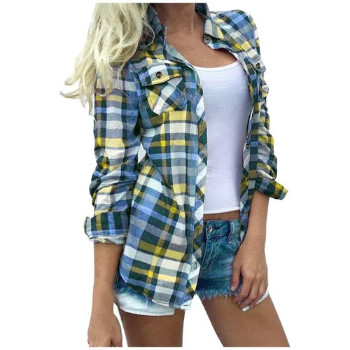 Damen kariert langarm bluse - damen,