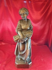 Antike Alte Geschnitzte Skulptur Holzfigur ,,Die Holz Sammlerin" Frau Braun(4861