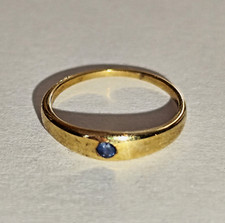 Safir Taufring Echtgold 8 k =333  blauer Saphir  Geburtsring Patengeschenk 8,8mm