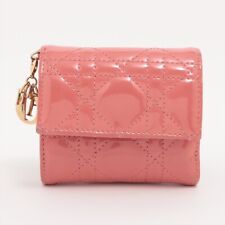 PRE-LOVED Dior Lady Dior Lotus Leather & patent Compact Wallet Pink Originalbox