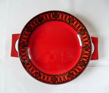 Alte Emaille Pfanne Bratpfanne mit Griffen rot orange 60er 70er Vintage -- TOP !