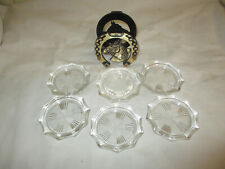 6 Glasuntersetzer mit Halterung in Hufeisenform mit Pferdekopf