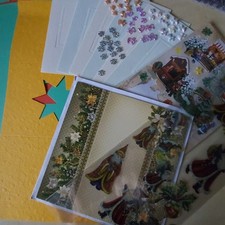Bastelset für Weihnachtskarten,Kartenpapier,Glitzersteine,Stickvorlagen,Resteset