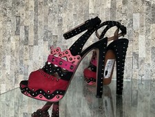 ALAIA  Plateau Sandalen High heels NEU Gr. 39  Wildleder Nieten Schwarz Pink