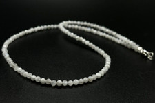 50 cm Facettierte Mondstein Edelstein Kette / 2,5-3  mm / Silber    ( AL-52)