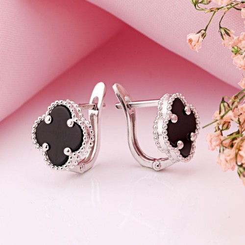Ohrringe klee mit onyx - mit,