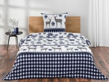 2-teilig Mikrofaser-Fleece Bettwäsche 135x200cm Weihnachten Weiß/Blau MERADISO® 