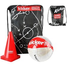 Hudora Fußball Set Kicker Edition Matchplan Pylonen Turnbeutel Training Hütchen