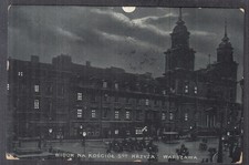 6383. Ak Mondschein-Ak Polen Warschau Warszawa, Widok na kosciol Krzyza