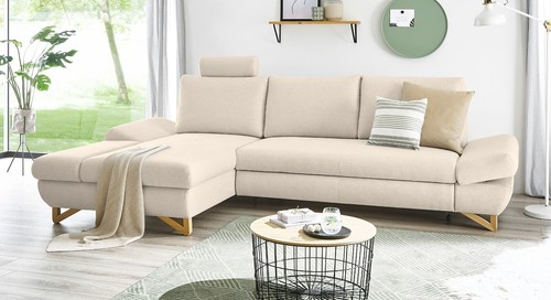 Ecksofa creme velours sofa - ecksofa,