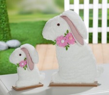 Hase plüsch auf - auf, holzbase