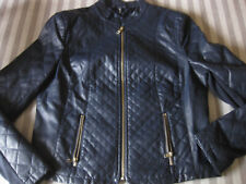 Jacke Laura Torelli Damen Gr. 38 Nachtblau Kunstleder Reißverschluss sehrschön