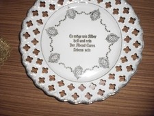 Porzellanteller Silberhochzeit Deko antik Porzellan durchbrochener Rand 25 cm 