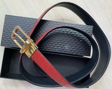 Salvatore Ferragamo Wendegürtel Leder, Goldene Schnalle, Schwarz Rot