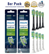 8/4 Stück  Philips W3 Sonicare Bürstenkopfe – Schwarz/Weiß HX9064 C3 C1 W2 Neu~