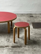 Alvar Aalto Early Artek Stool Birch Linoleum 1950s Design
