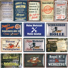 Handwerker Blechschilder Sprüche Schild Wandschild 20x30cm Werkstatt Garage Kfz
