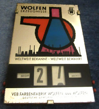DDR DAUERKALENDER / DREHKALENDER VEB WOLFEN ERZEUGNISSE  / FRONT GLAS  Kombinat