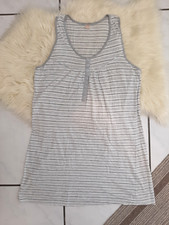INFINITY Woman Damen kurzes Nachthemd Pyjama Gr. L grau weiß Streifen Baumwolle