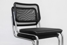 1/8 Thonet S32 N Schwarz Chrom Netz Freischwinger Stuhl Chair