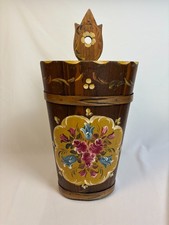 Vintage Massiv Holz Schirm Ständer Bauern Malerei Floral Bayern Schirmständer