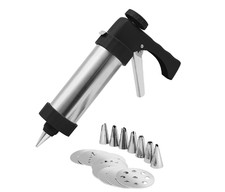 DAY Kekspresse 17-tlg. Edelstahl Black Garnierspritze 8 Spritztüllen 8 Keksdisks