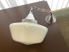 MAZDA Art Deco Fabrik Pendellampe Bauhaus Industrie Design um 1930 Opalglas