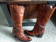 Echt Leder Stiefel Cognac braun Vintage Schnalle Damen Stiefel 41  Hingucker