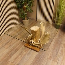 Geweihtisch Tisch mit 4 Damhirsch-Stangen und Glasplatte ESG 8mm 99.2.10