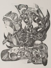 Zänker Lithografie Signiert Leuchterweibchen Leuchte Ketten Schloß Roth/Pfalz Ge