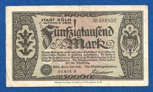 184 notgeld stadt köln 50 - notgeld,