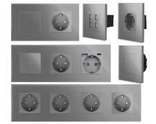 Touch Lichtschalter Steckdosen Wechselschalter Dimmer USB UP Glas LUXUS-TIME