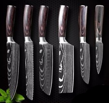 Profi Küchenmesser Kochmesser 6er Set Japanisches Damast Muster Edelstahl Messer