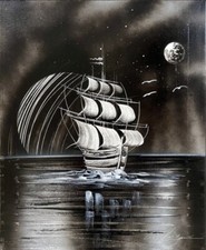 handsigniertes Kunstwerk "Marine au clair de lune" von Eric Lingani