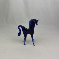 Kobaltblaues Glas Pferd Figur