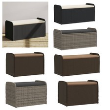 Sitzbank mit Stauraum Kissen Bank Gartenbank Parkbank Schwarz Poly Rattan