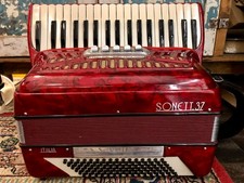 Akkordeon Crucianelli 96 bass Sonett 37 Register 5 Rot made in Italy
