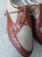 Schuhe Oxford LORENZO BANFI Echtleder Gr.36,5 braun Schnürschuh flach neuwertig