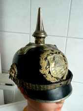FEUERWEHR Offiziers PICKELHAUBE weiß gekehlte Spitze Schrobenhausen sehr gut