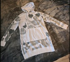 Yakuza Hoodie Long Pullover Kleid Dress XXL 44 46 Weiß Clown Damen