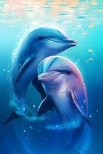 Wandbild: Delphin im Meer unter Wasser. Generative KI. hochwertige [...]